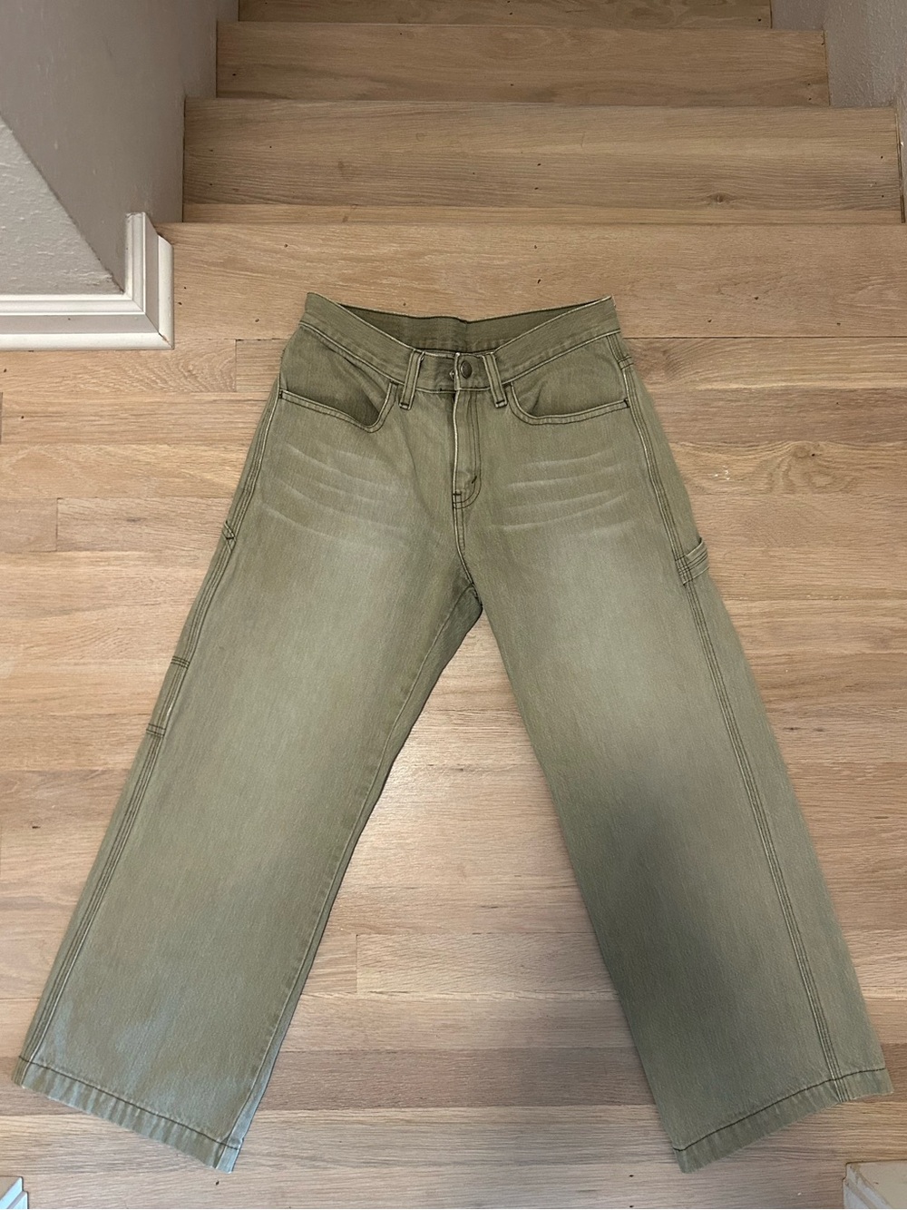 Vintage Levi’s 577 Women’s 28 Olive Wash Straight Leg Utility Carpenter Denim